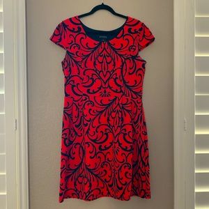 Red and Navy Midi dress